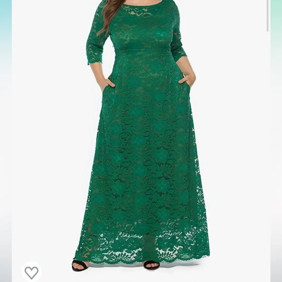 green emerald velvet dress Lena Crochet Lace High-Low Midi dress